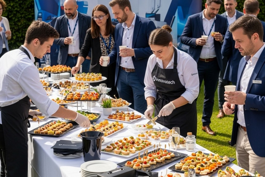 Brand collaborating with caterers.