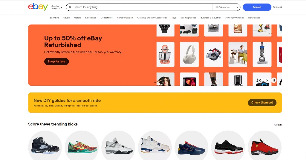 eBay website homepage.