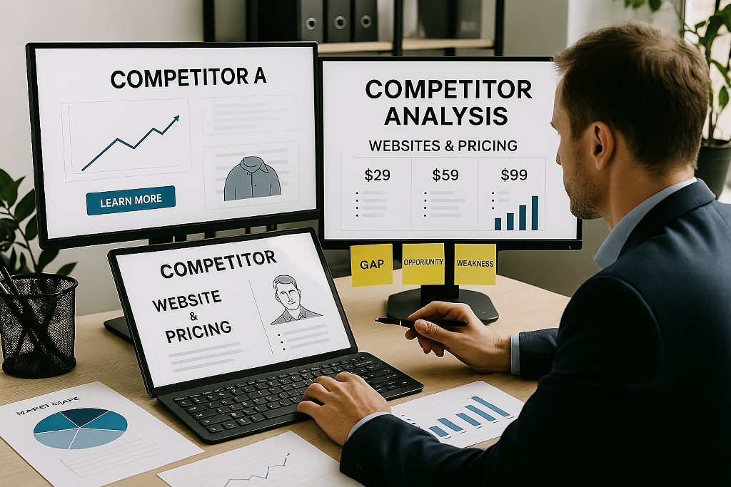A business executive doing competitor analysis.