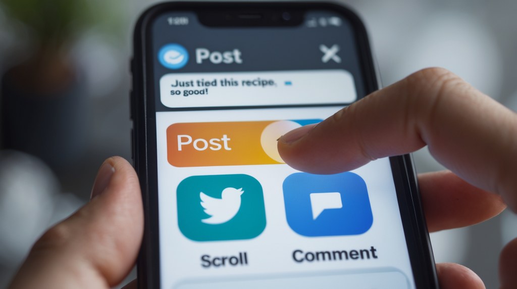 A close-up of someone on social media choosing between 