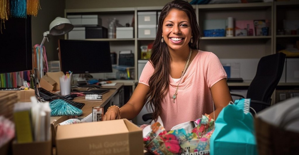 A dropshipper at her workplace.