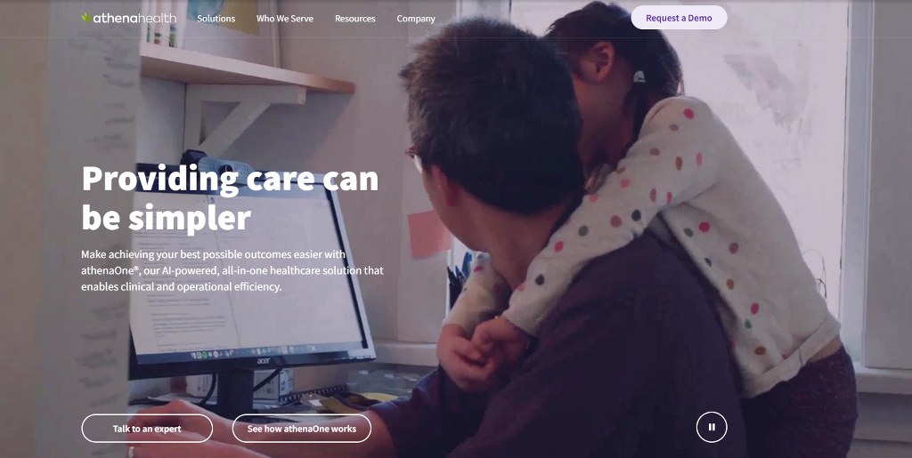 A engaging video in AthenaHealth Website homepage