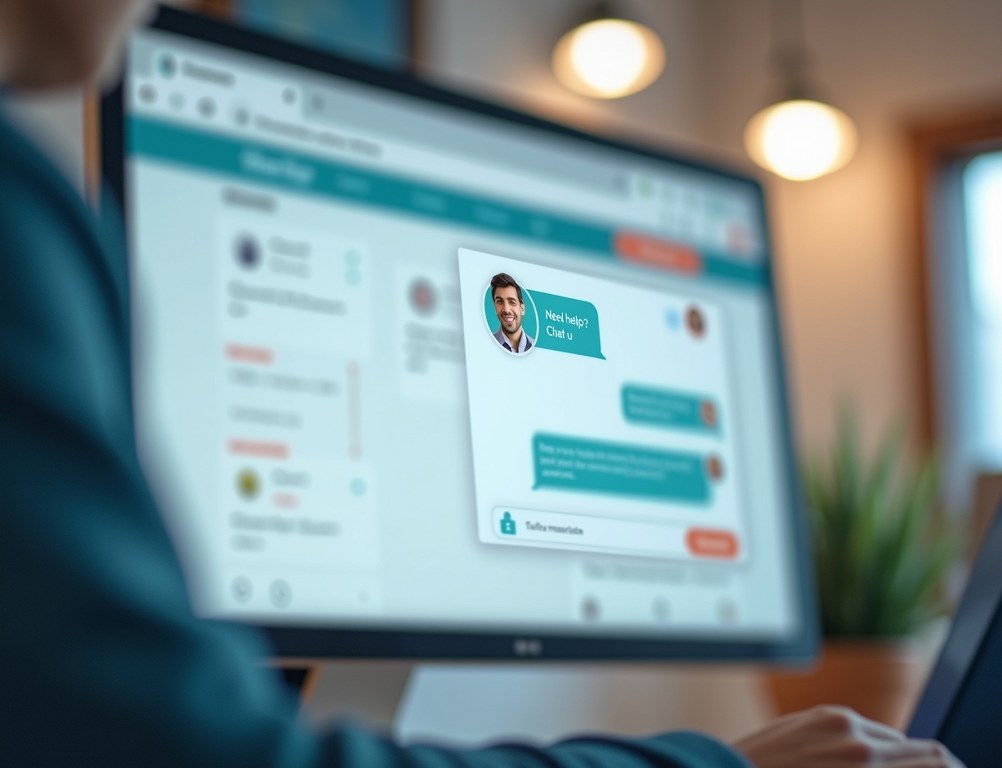 A friendly live chat bubble on a checkout page, offering real-time support to answer customer questions.