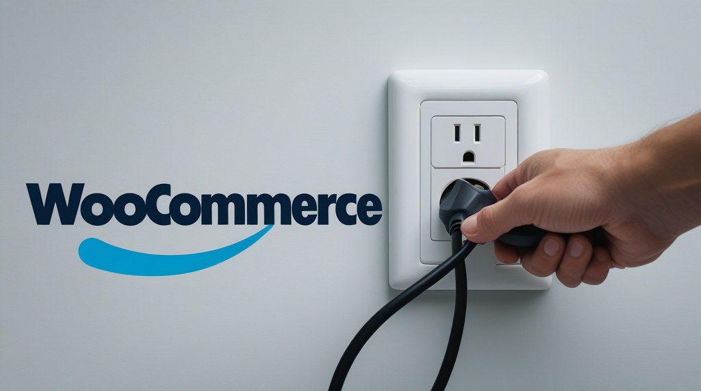 A person plugging a cord into an electrical outlet labeled 