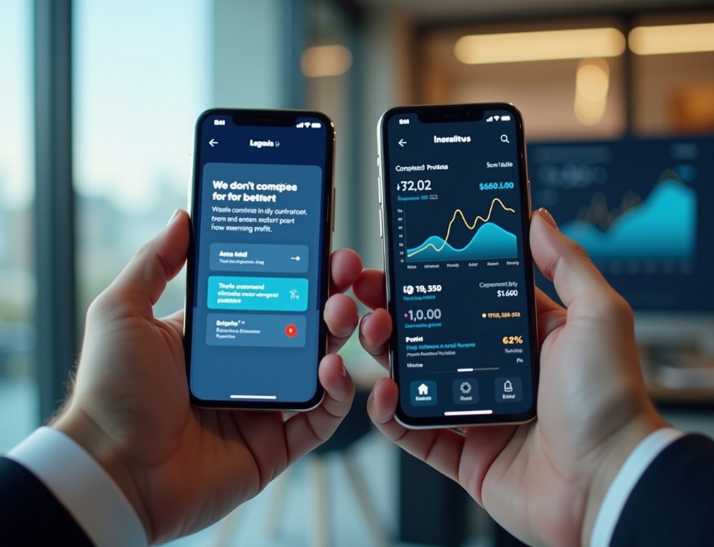 A person's hands hold two phones, one showing a single freelance payment and the other a dashboard of recurring entrepreneurial income.