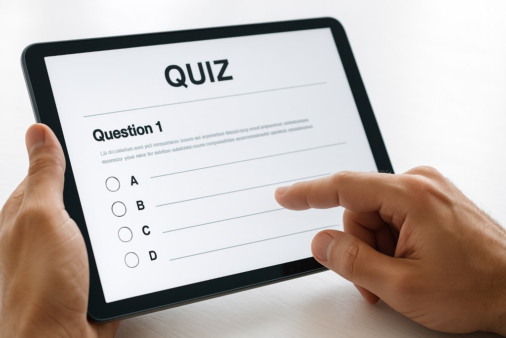 A sample quiz on a tablet.
