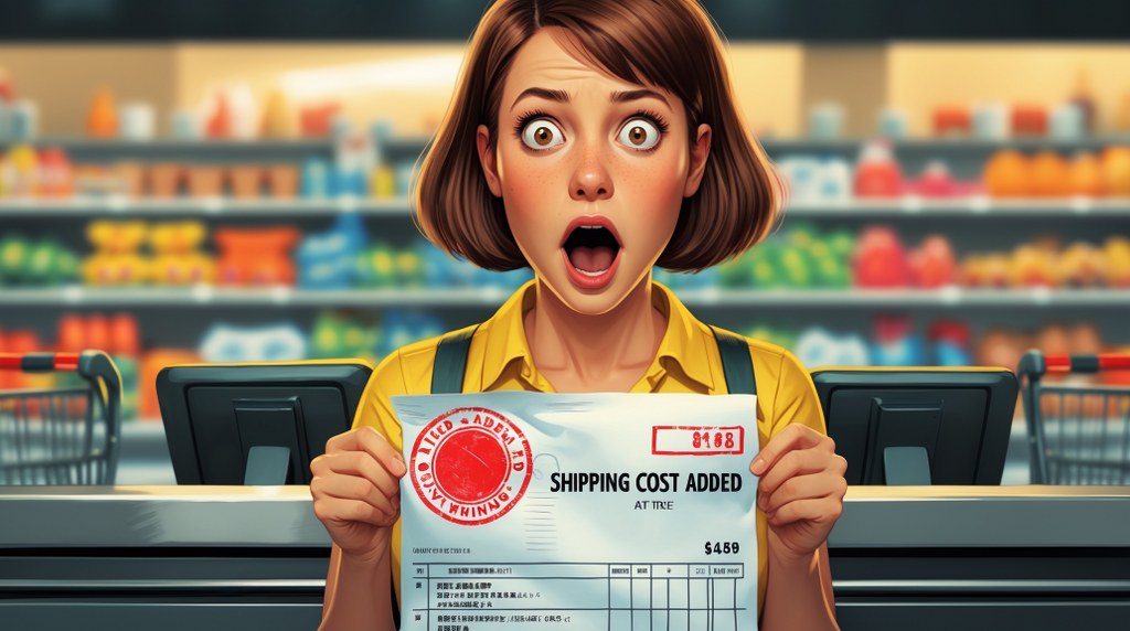 A shopper shocked by a receipt that says 