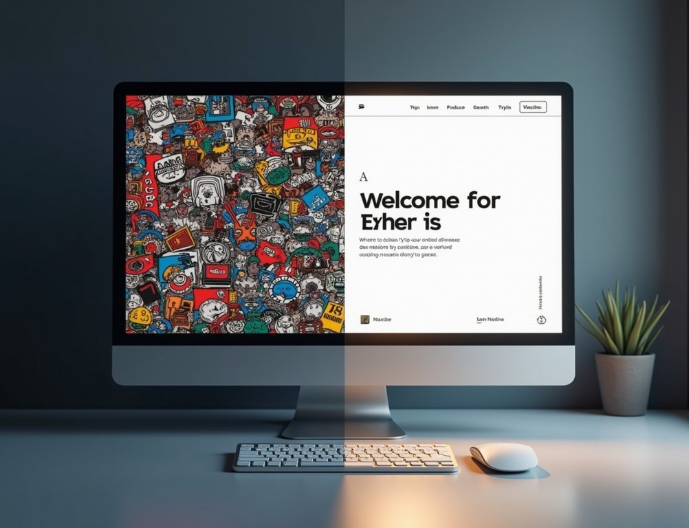 A split-screen comparison showing an outdated website design being transformed into a clean, modern, and trustworthy version.