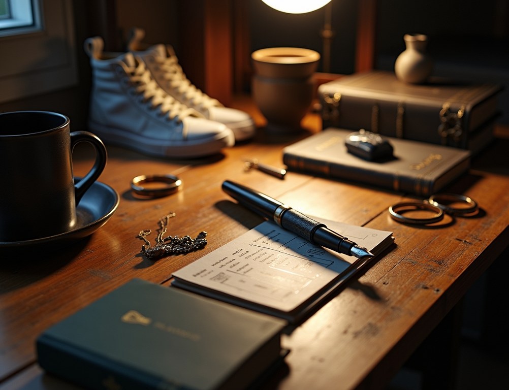 A spotlight on a single vintage pen among other items represents finding a niche market.