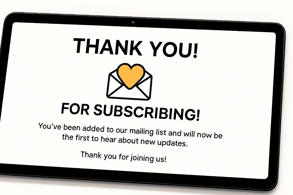 A thank you message to new subscribers.