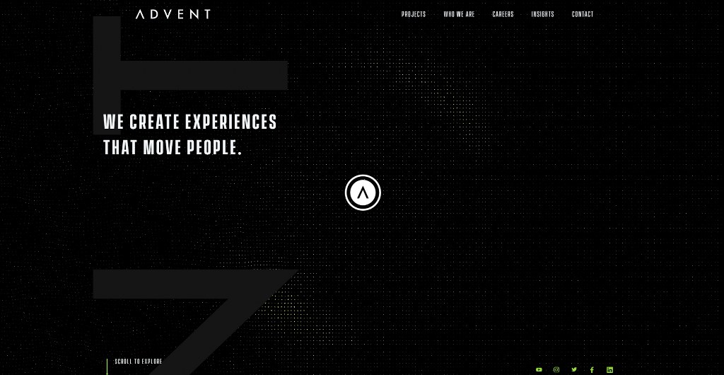 Advent website homepage.