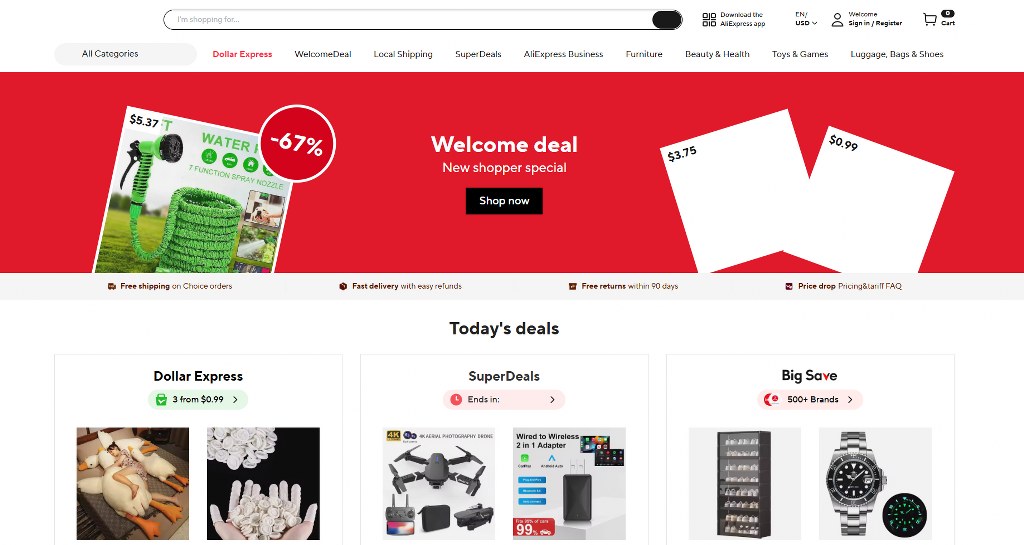 AliExpress website.