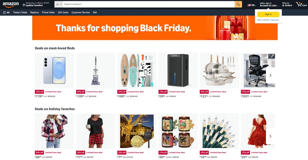 Amazon Black Friday website.