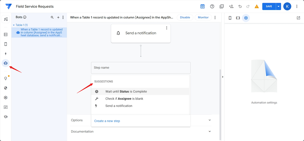 Fenêtre contextuelle « Suggestions »