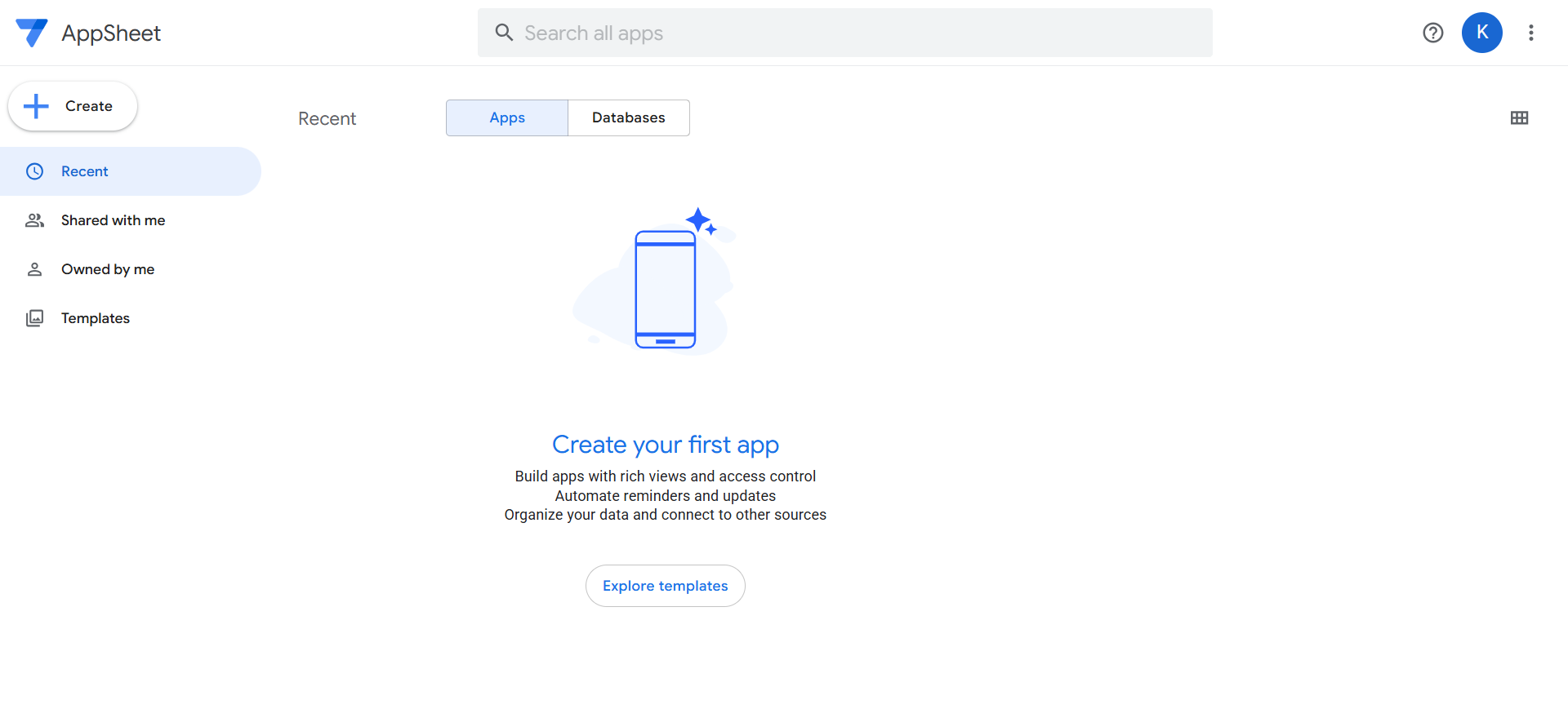 Page « Apps »