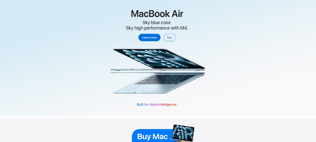 Apple website homepage.