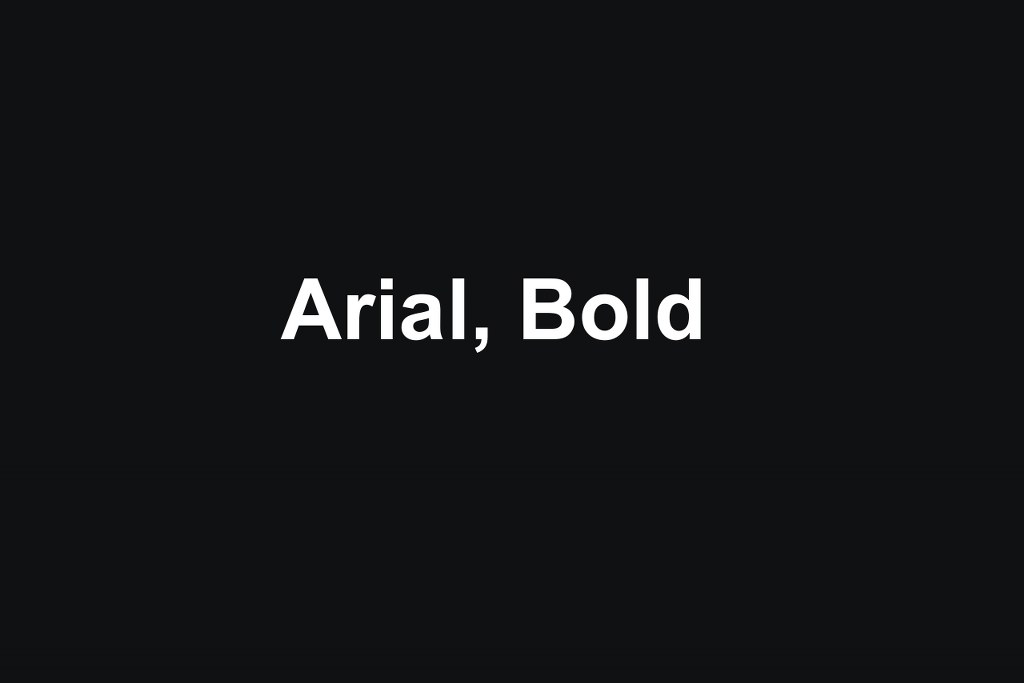 Arial, Bold text on black background.