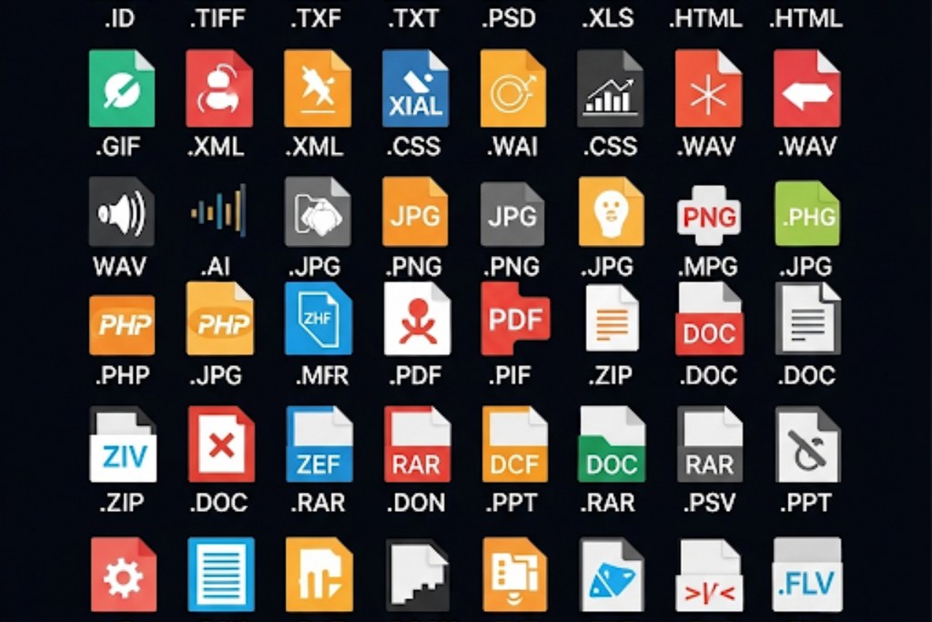 Array of different file formats.