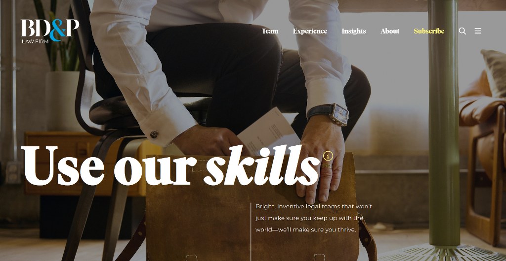 BD & P website homepage.