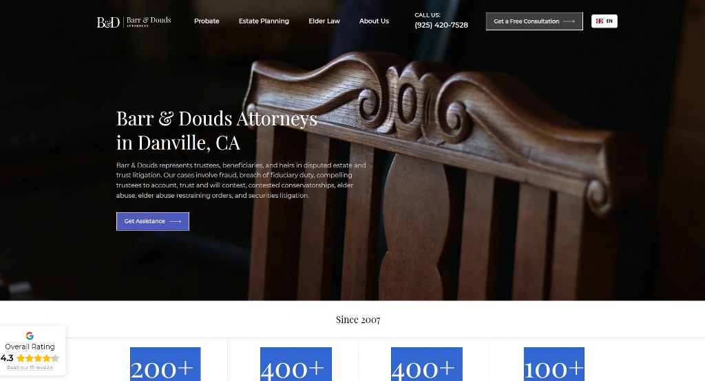 Barr & Douds Attorneys homepage.