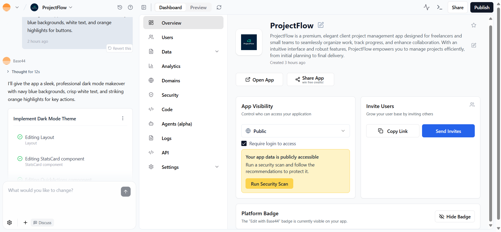 ProjectFrlow Dashboard