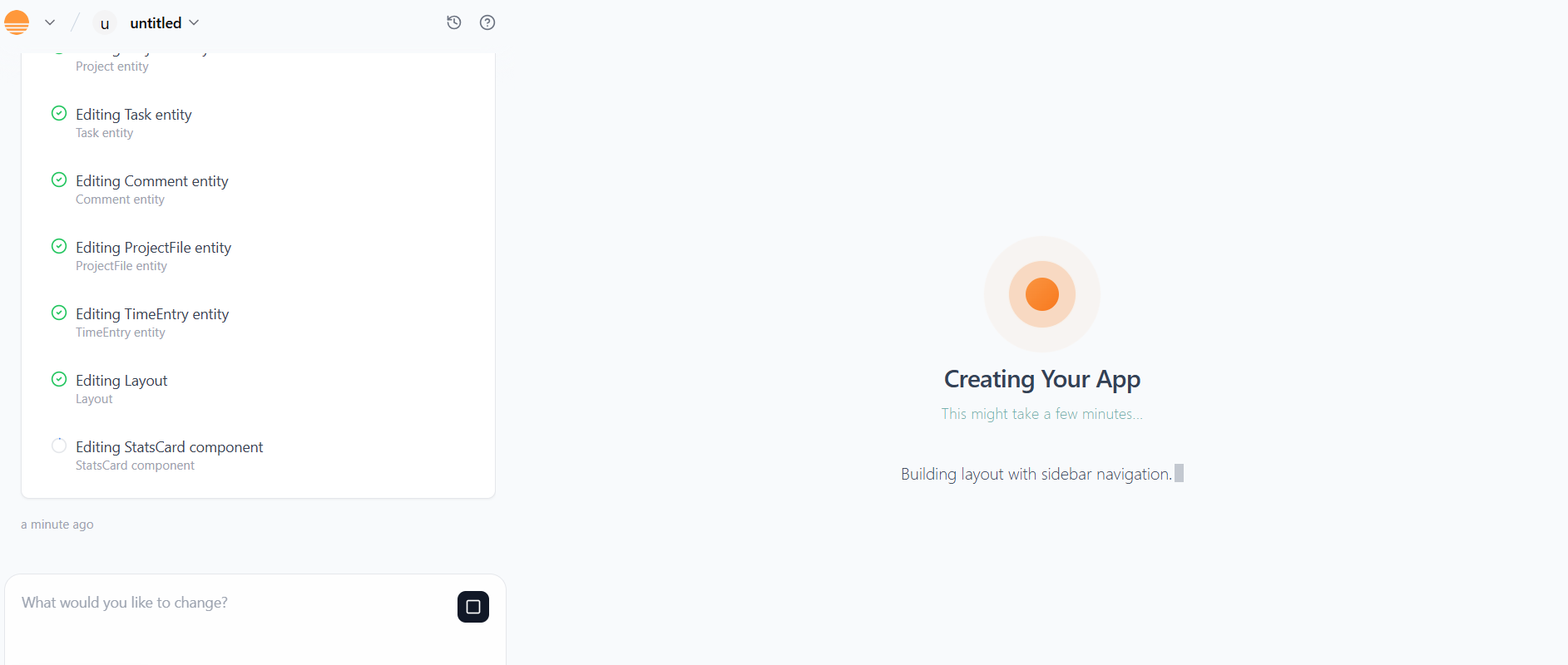 “Creating Your App” message