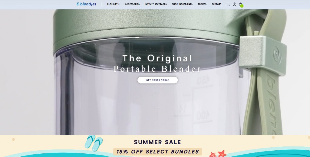 BlendJet homepage.