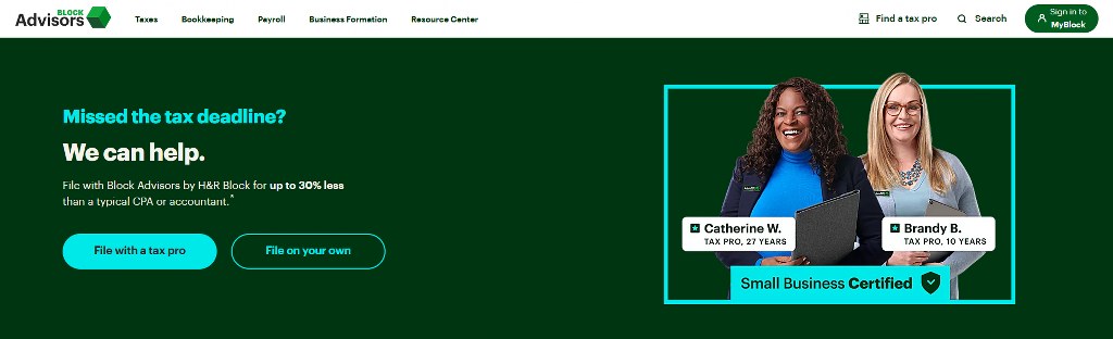 Block Advisors Website Homepage