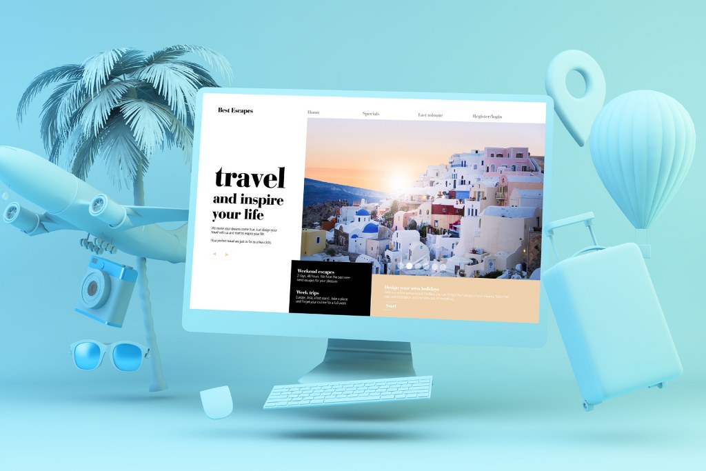 Blue Floating Travel Computer.