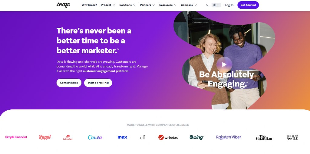 Braze homepage.