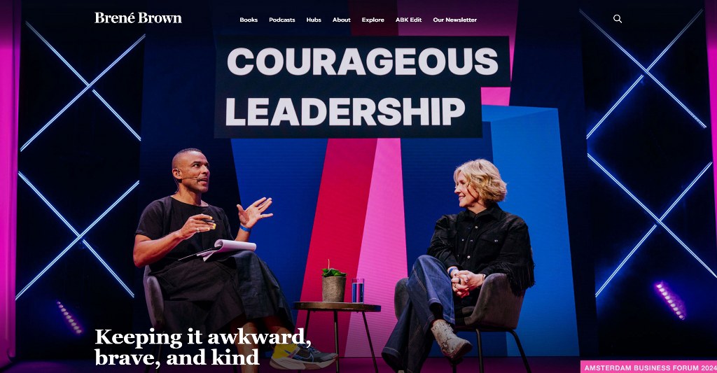 Brene Brown's website homepage.