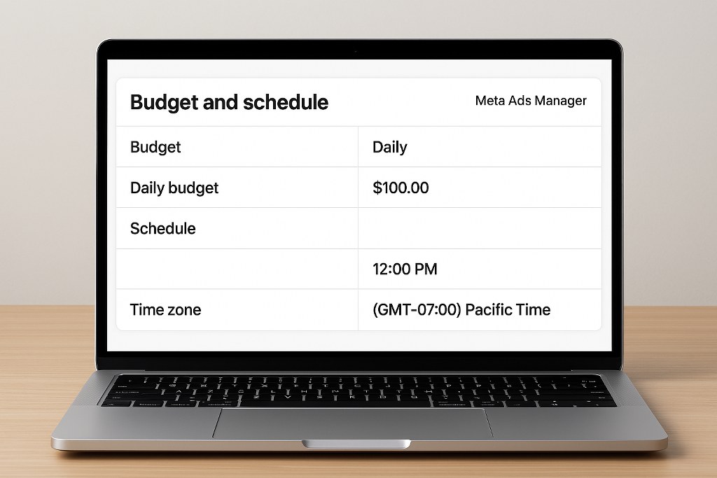 Budgeting and scheduling highlights on a laptop.