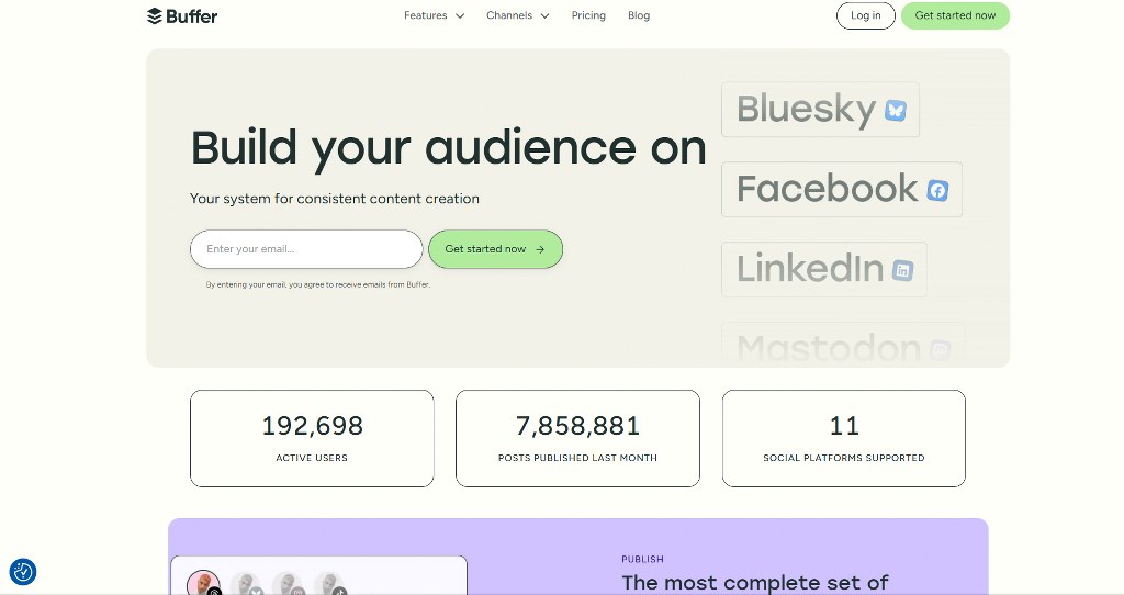Buffer homepage.