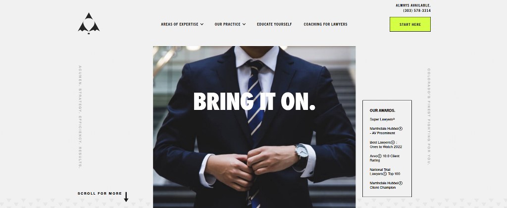 Burnham Law's website homepage.