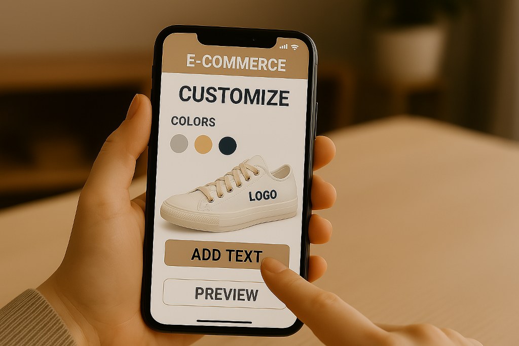 Buying customized shoes on an ecommerce store.