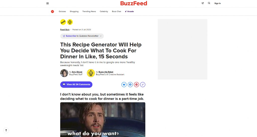 BuzzFeed homepage.