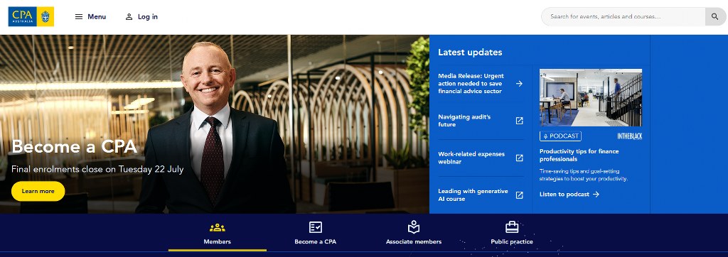 CPA Australia Website Homepage