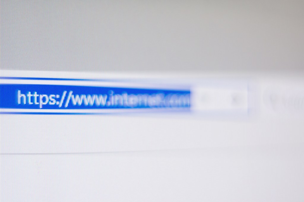 Close-Up Of Computer Screen With Highlighted Generic URL Address.