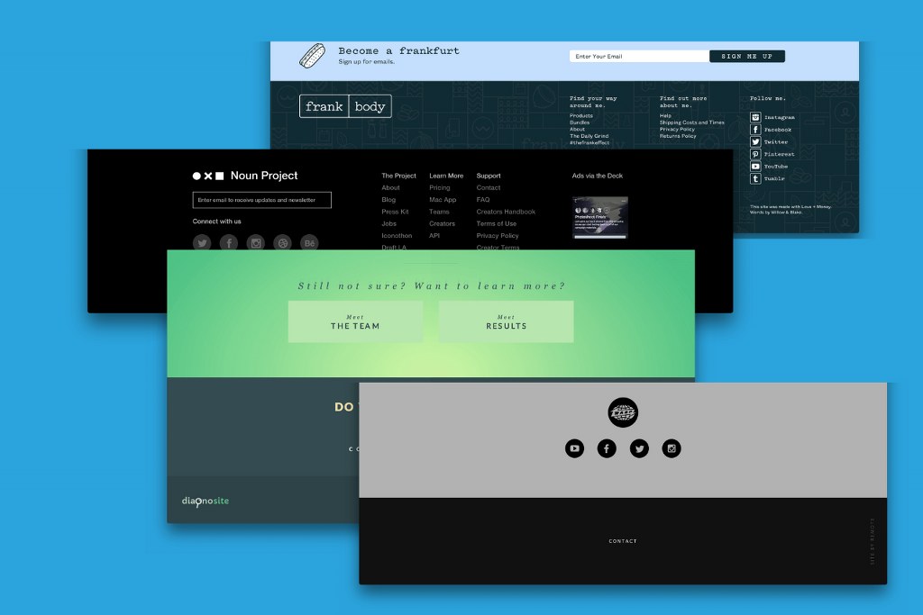Compilation of footer designs.