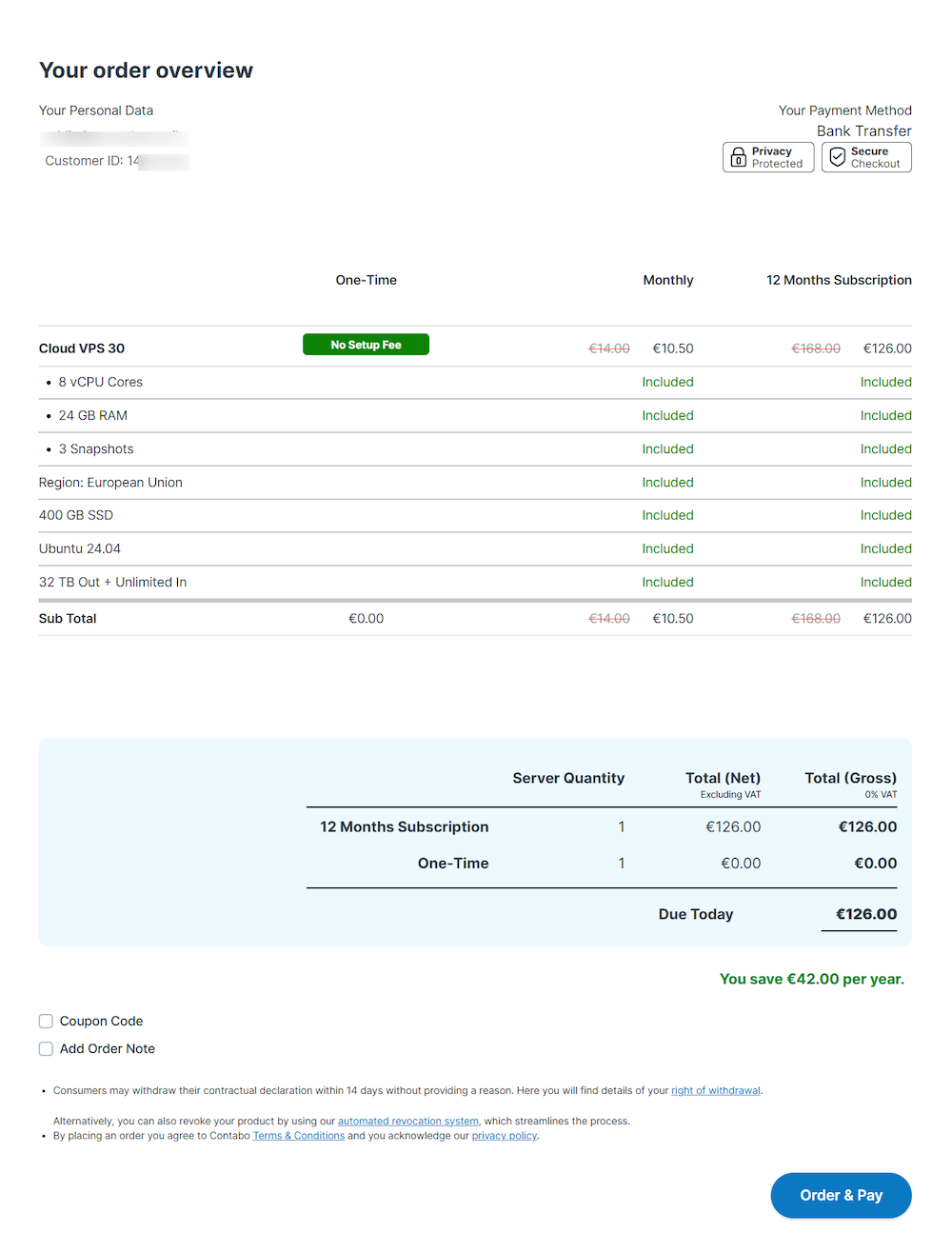 Order overview
