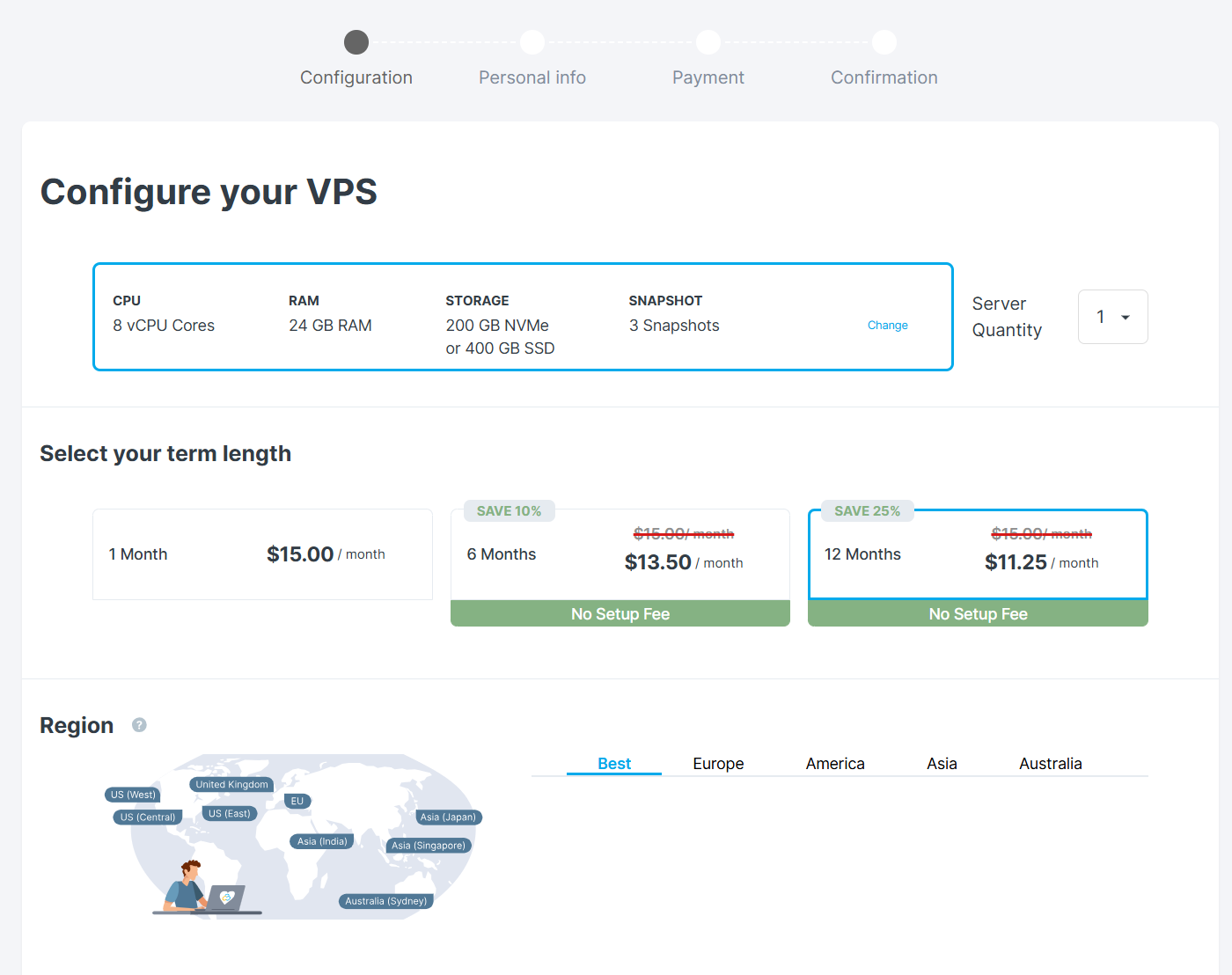 screenshot of the VPS configurations