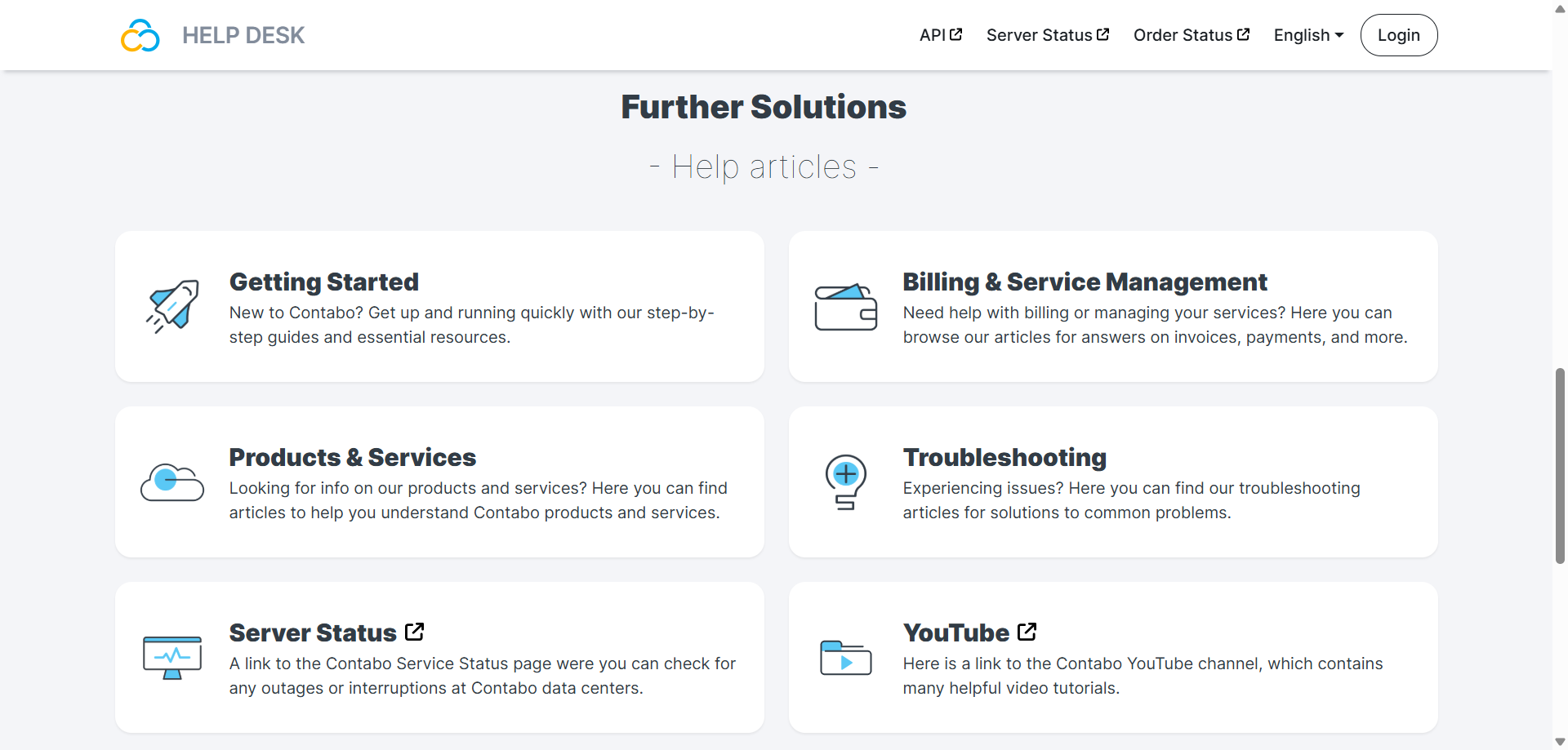 screenshot of Further Solutions page