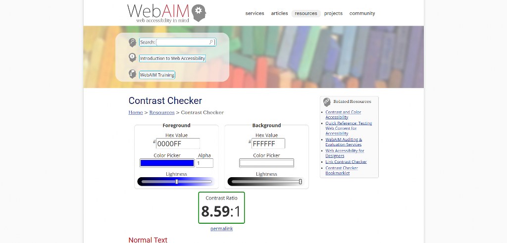 Contrast checker tool from webAIM.