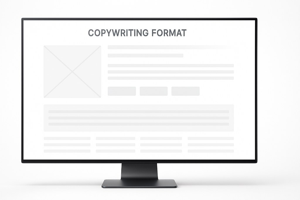 Copywriting format on a monitor.