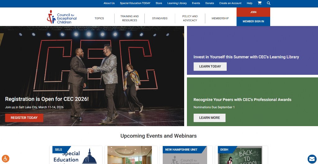 Council for Exceptional Children homepage.