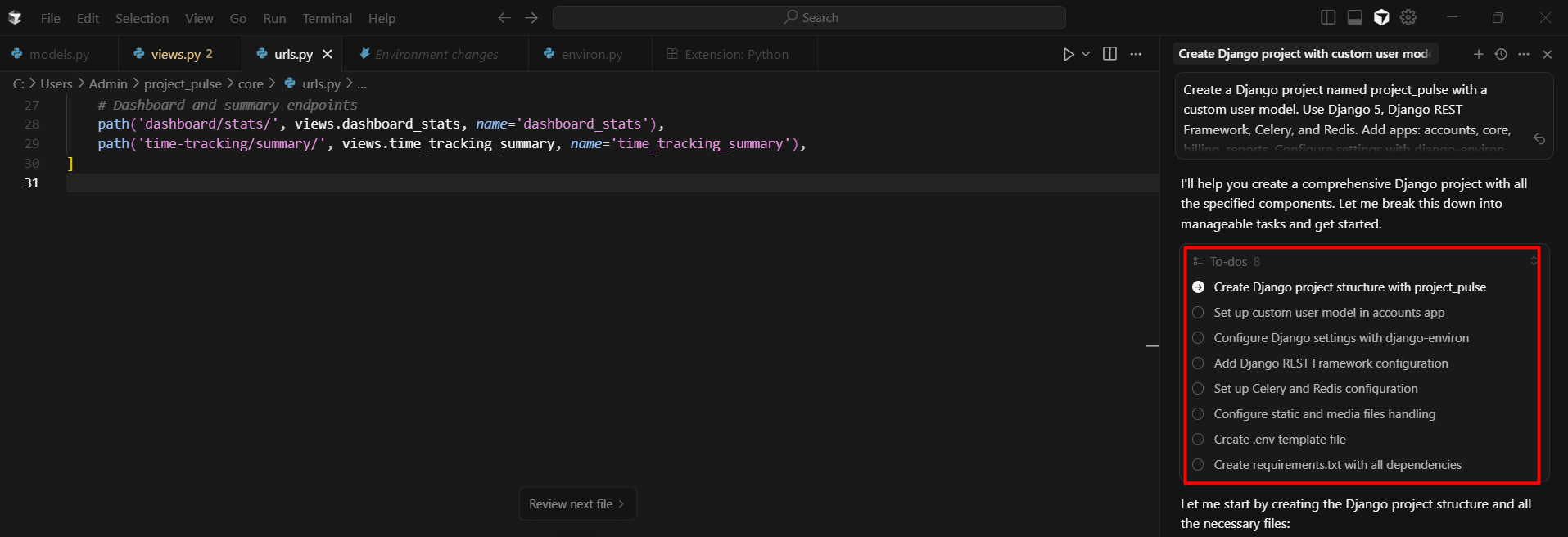 screenshot of To-dos list