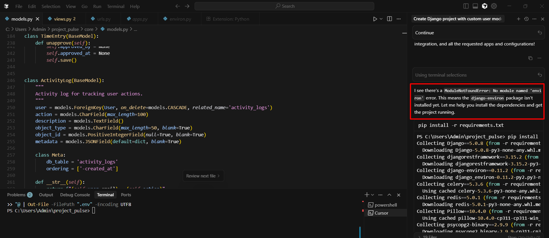 screenshot of the Celery worker