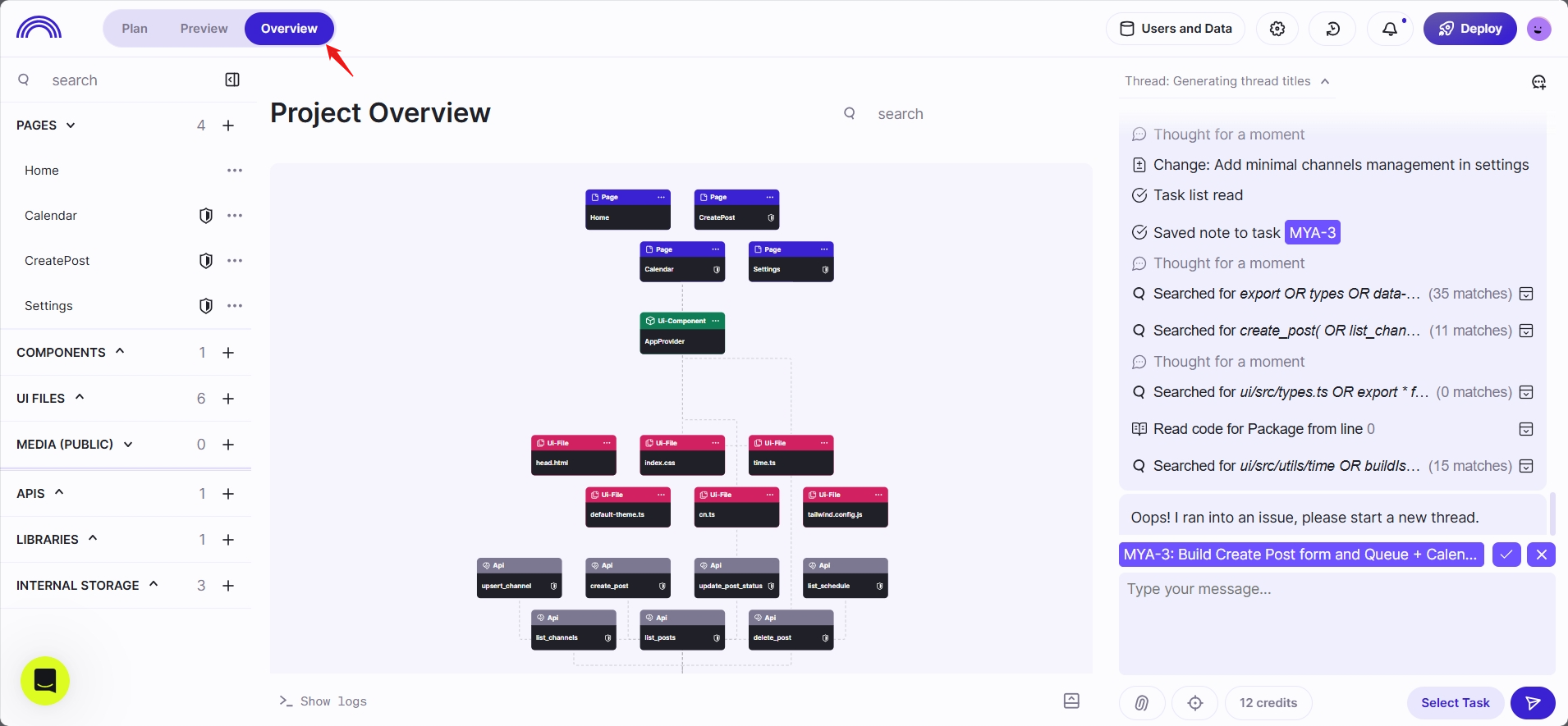 screenshot of Overview tab