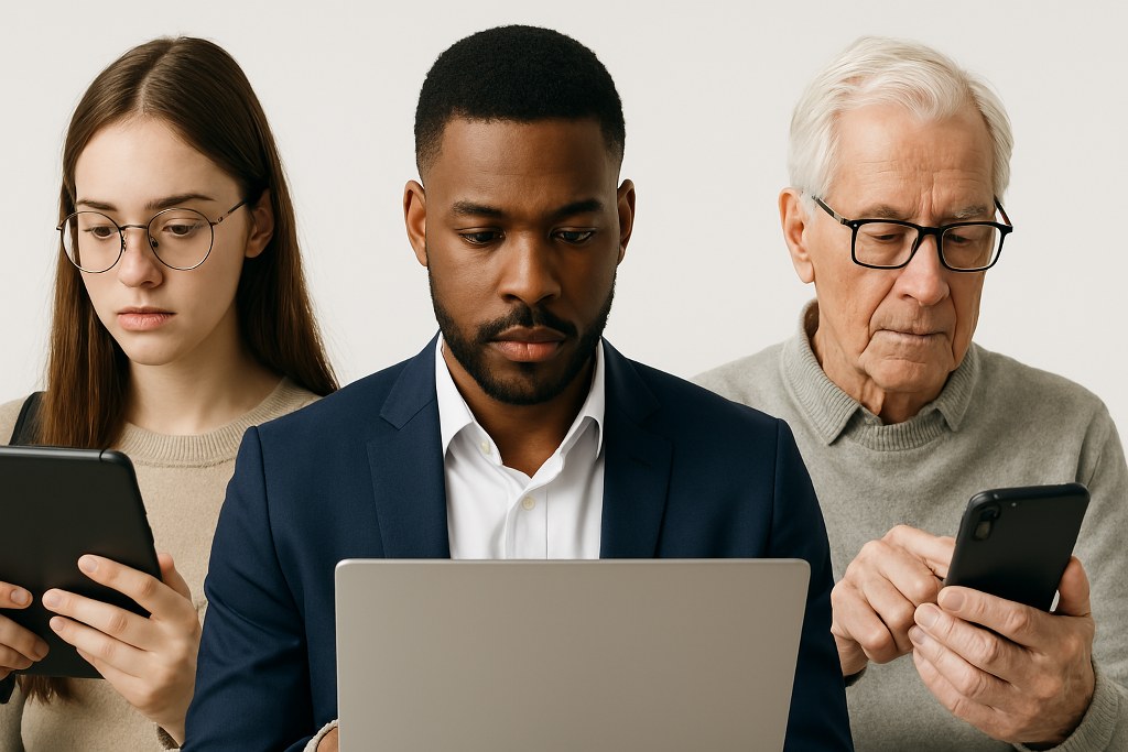 Different demographic of people reading blogs on different devices.