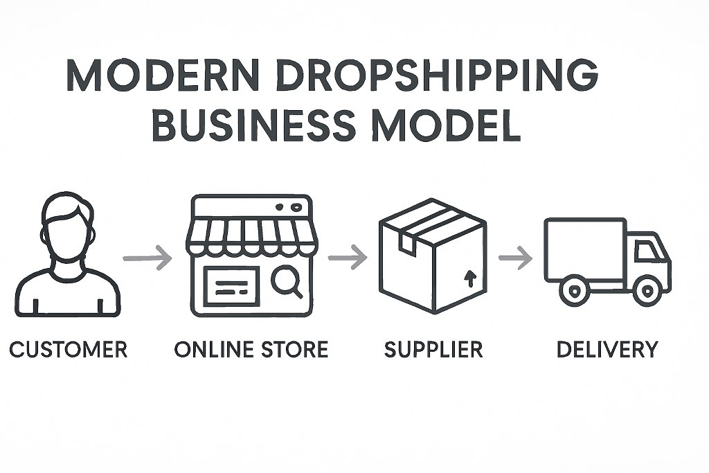Dropshipping business model illustration. 
